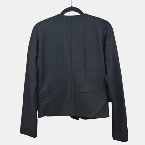 Walter Baker Womens Wool‎ Jacket Collarless Floral Embellished Snaps Black Sz 6 - Picture 4 of 5